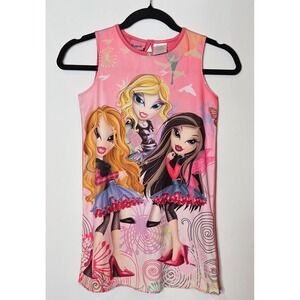 Bratz‎ Y2K Girls Vintage Sleep Nightgown Dress Pink Sleeveless Graphic Sz 8 Kids